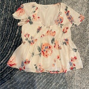 Lucky Brand Cream Floral Blouse